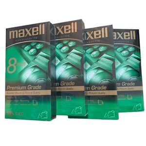4 Maxell 8 Hour Premium Grade VHS T-160 Video Tapes